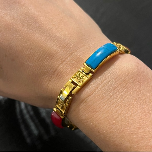 Gemstone Magnetic Chinese Characters Bracelet Marked 316L S.Steel - Picture 11 of 13